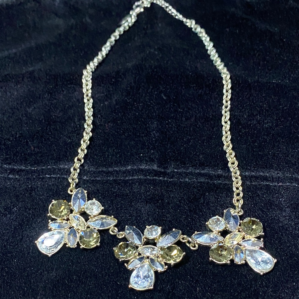 White House Black Market Silver and Crystal Necklace